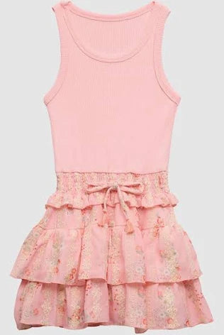 FBZ Peach Floral Eyelet Dress