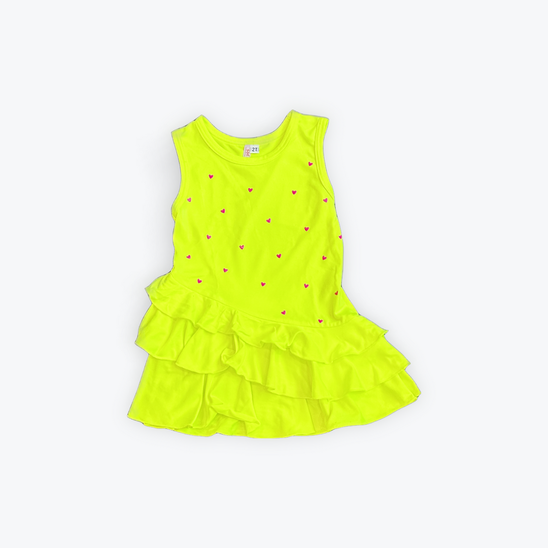 Neon Yellow Ruffle Dress