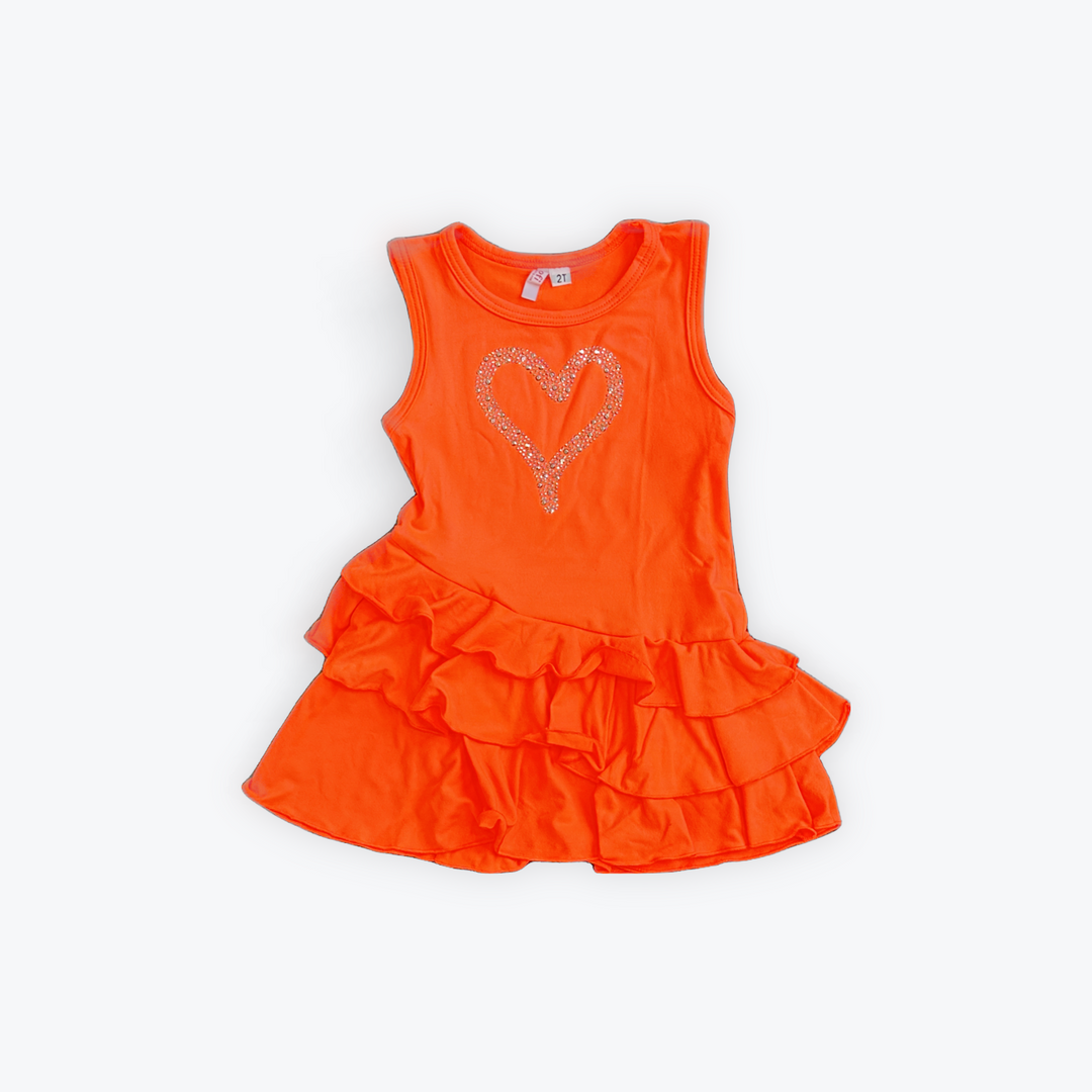Neon Orange Ruffle Dress