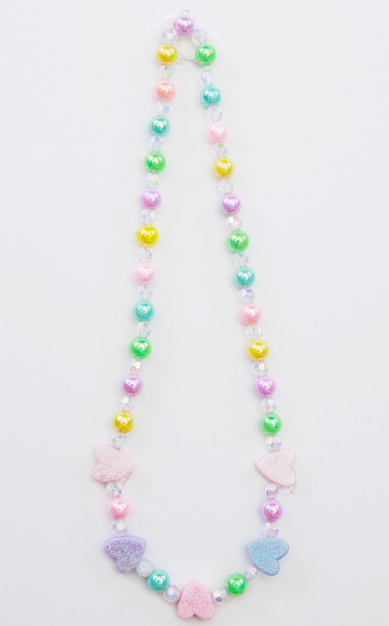 Pastel Glitter Heart Necklace