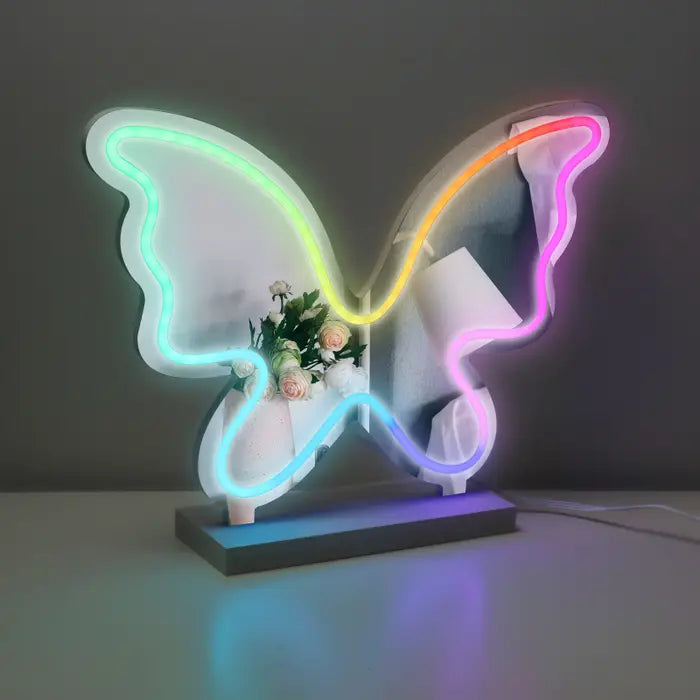 Trend Tech Neon Butterfly Sign & Mirror