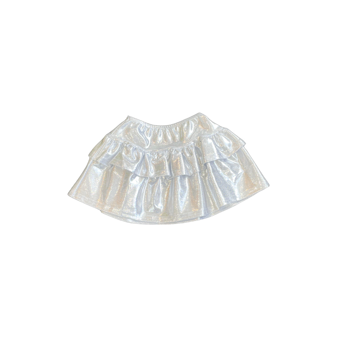 Tiered Ruffle Lame Skirt