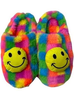 Bari Lynn Rainbow Checkered Slippers
