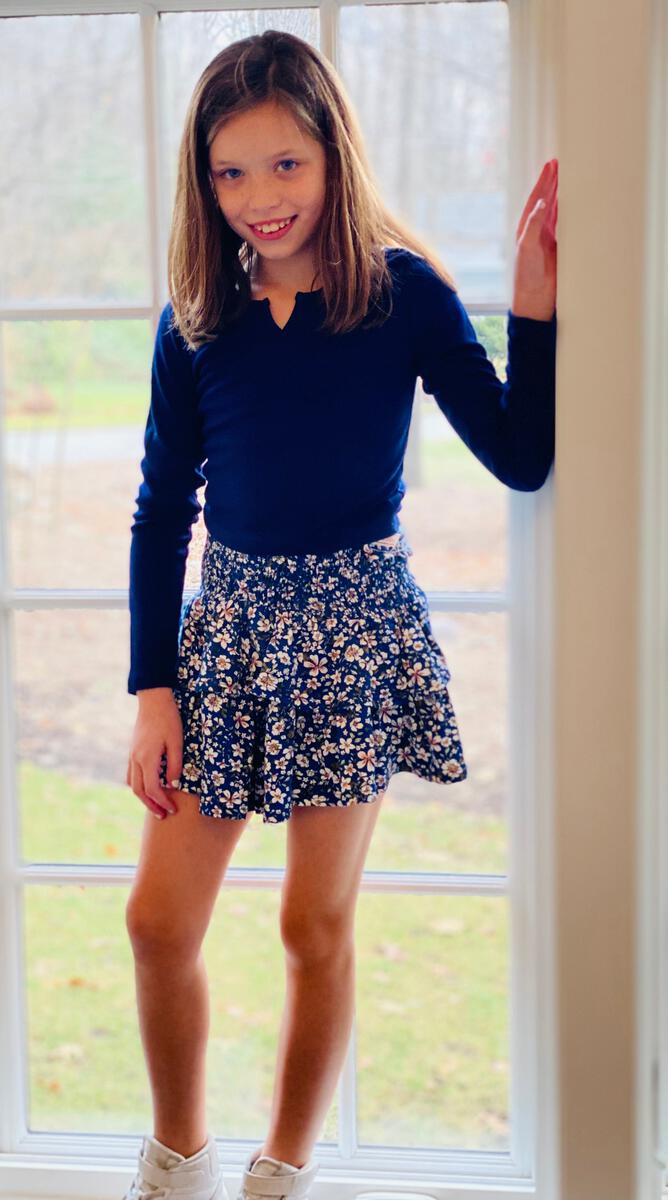Navy Ditsy Floral Skirt