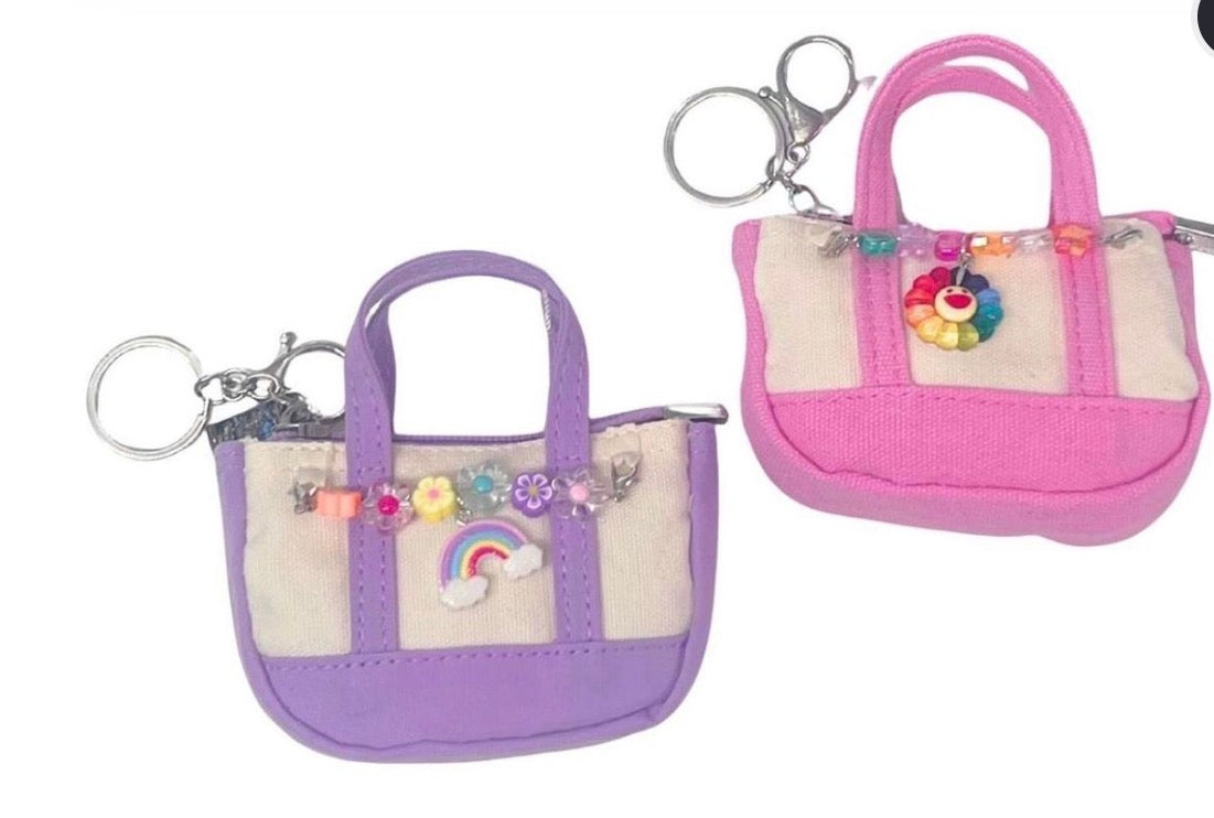 Bari Lynn Mini Canvas Tote Keychain