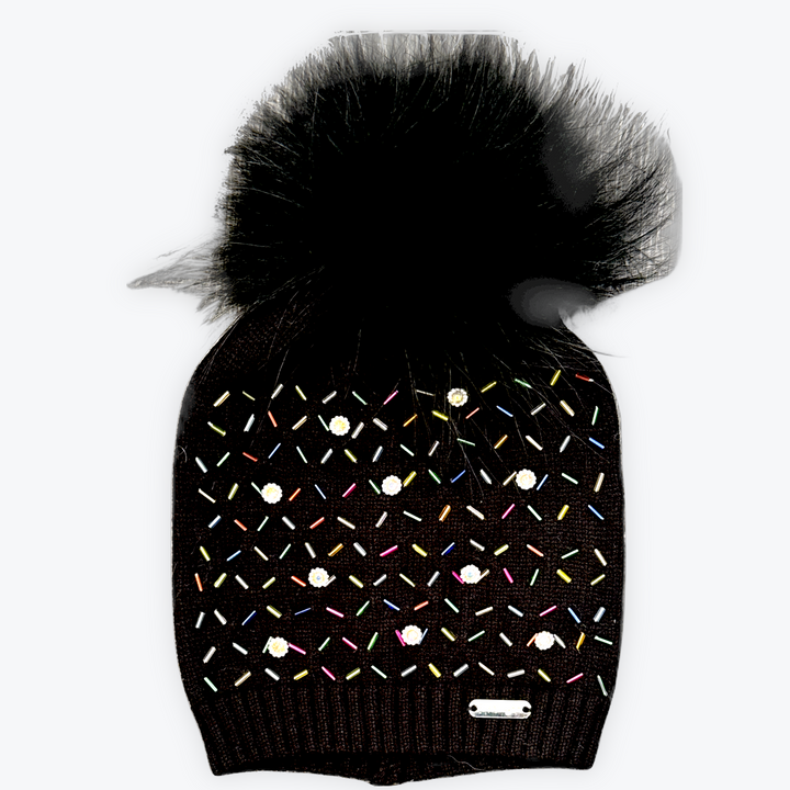 Sprinkle Jeweled Hat/ Fur Pom