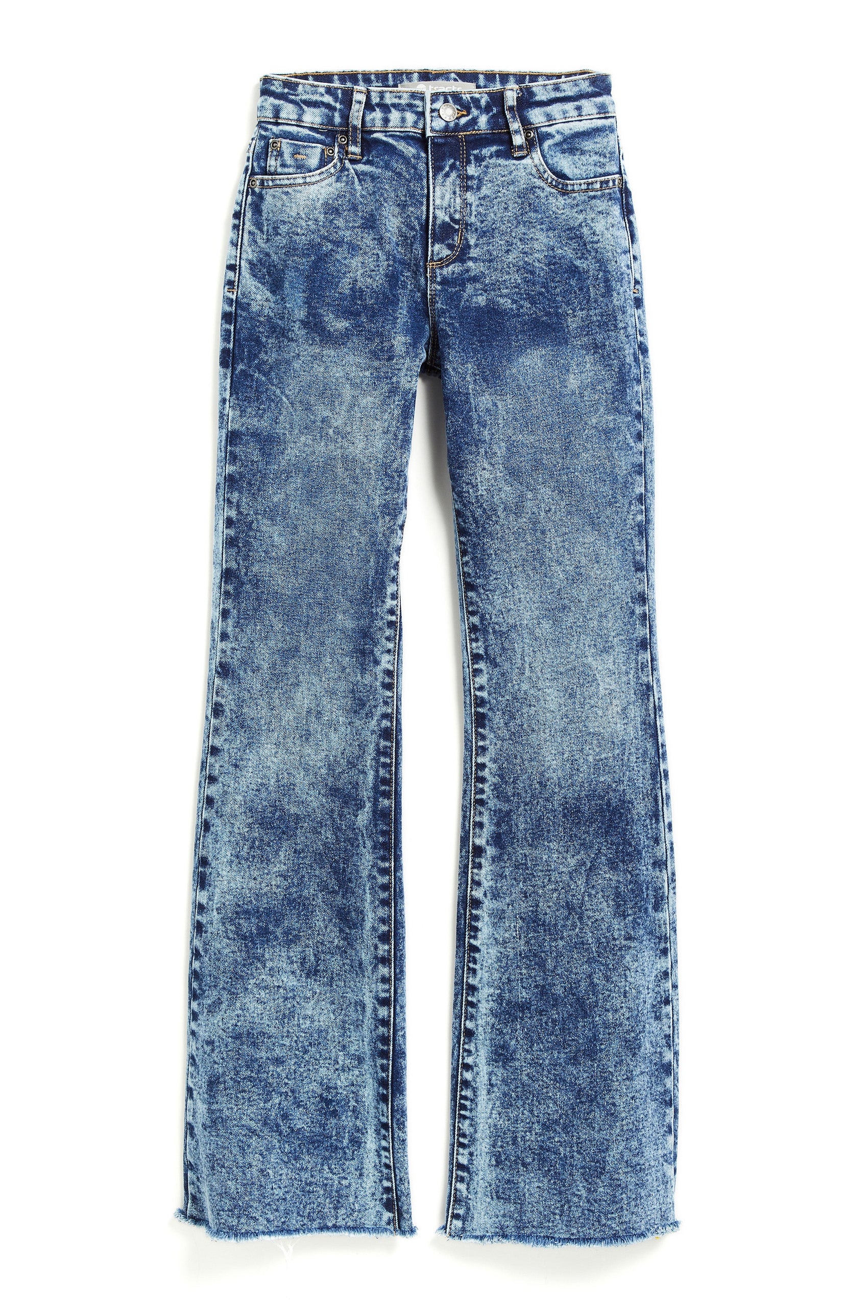 Tractr Mid Rise Fray Hem Flare Jean