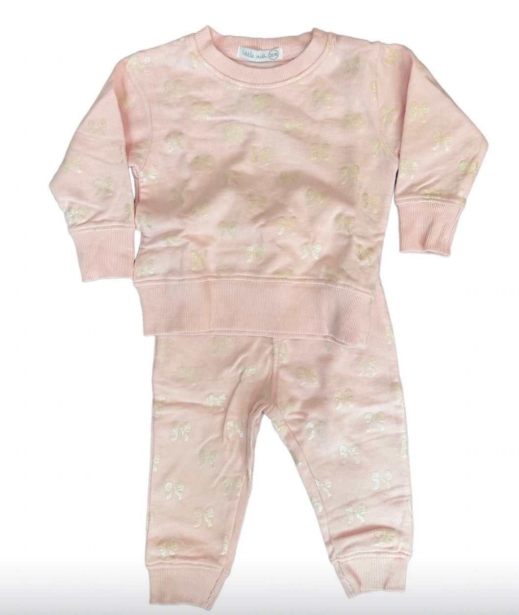 Little Mish Iridescent Bow Sweat Set