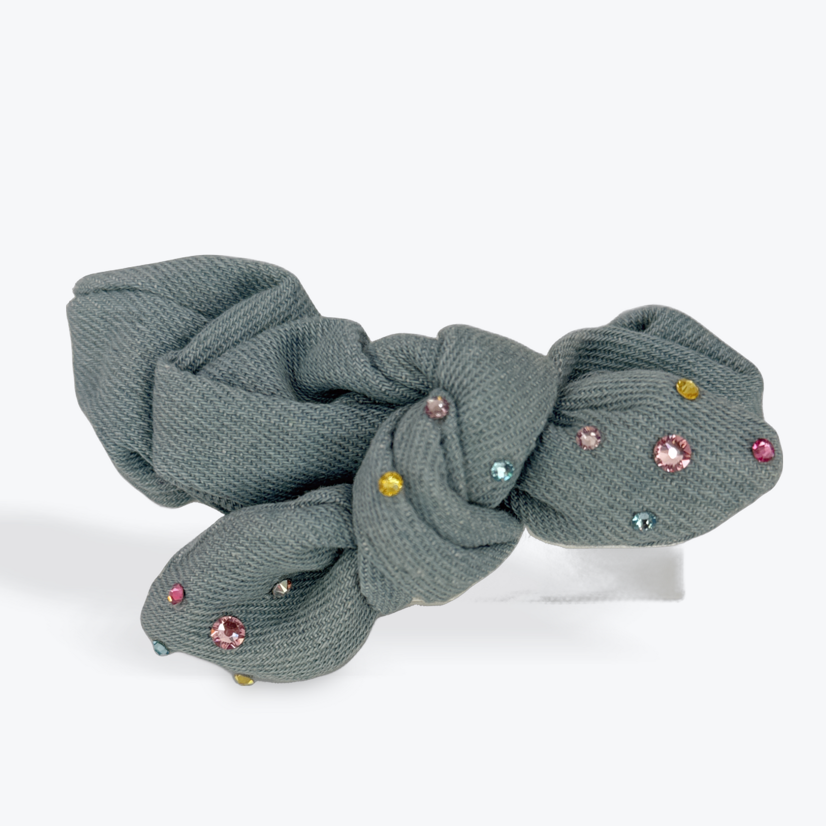 Bari Lynn Crystal Denim Bow Scrunchie