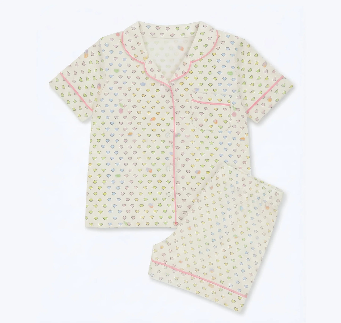 Preppy Goose Heart Jersey Short Sleeve PJ Set