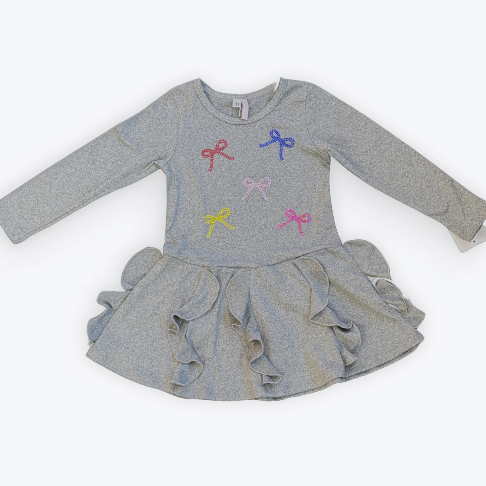 Sofi Ruffle Long Sleeve Bow Dress Heather