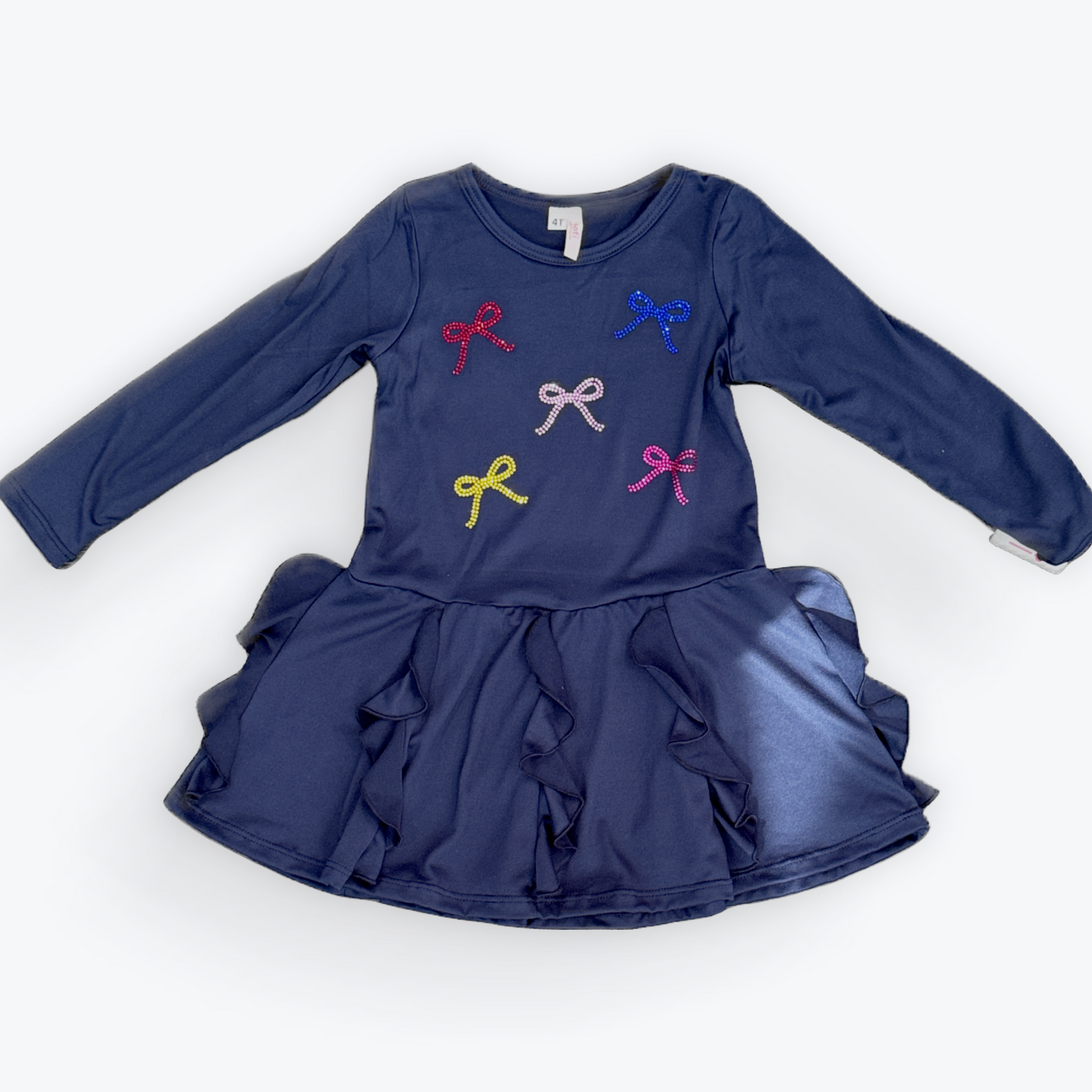 Sofi L/S Dress w/ Bows - Navy