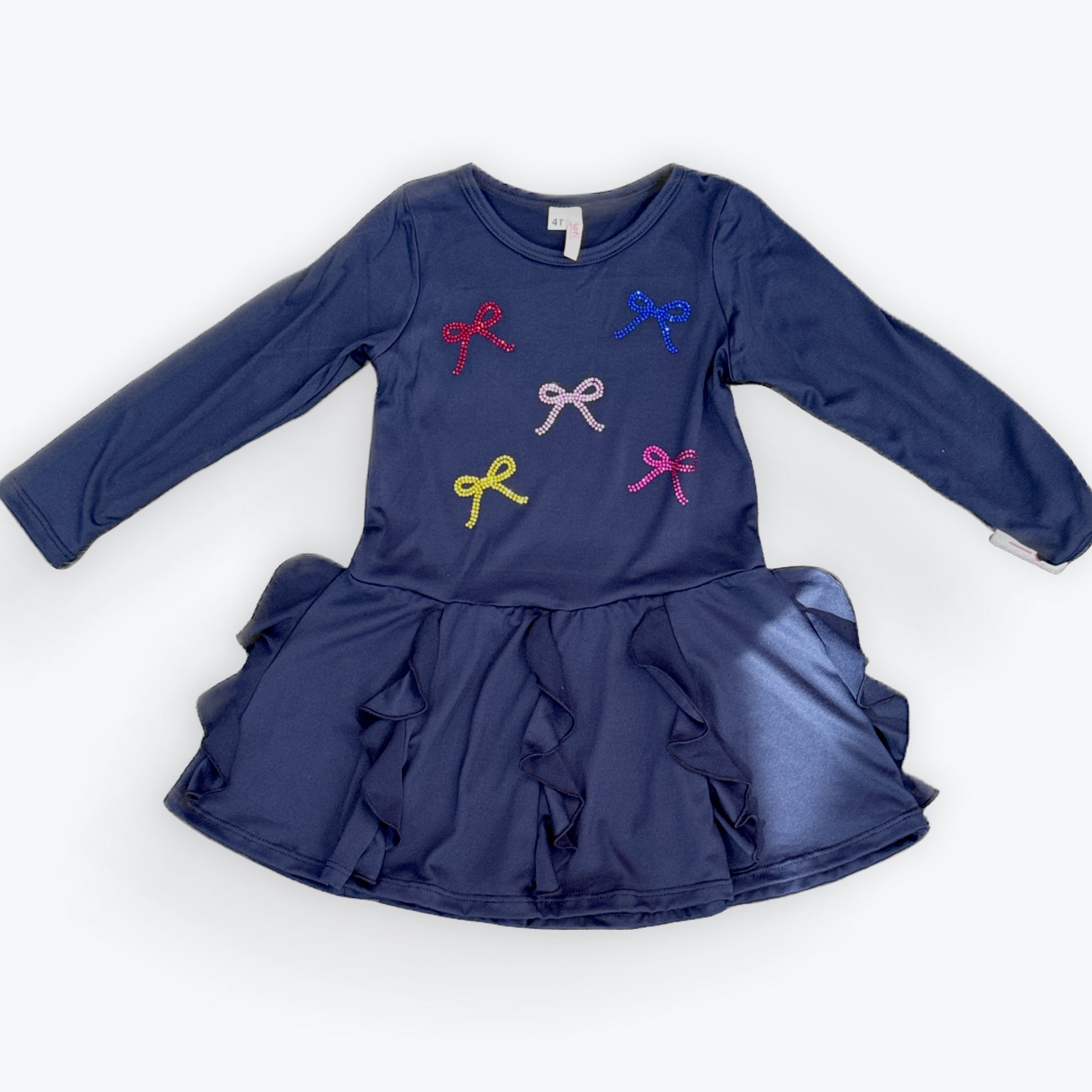 Sofi L/S Dress w/ Bows - Navy