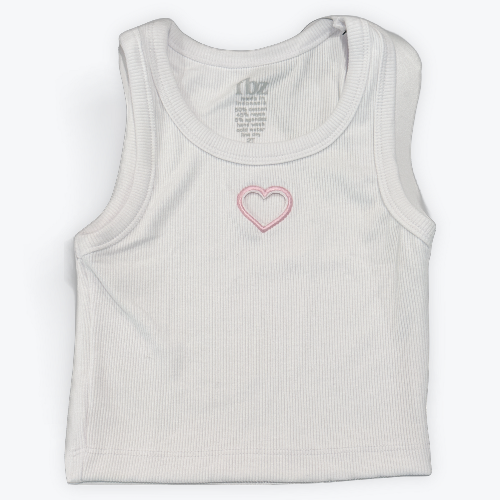 FBZ White Tank w/ Pink Heart Cutout