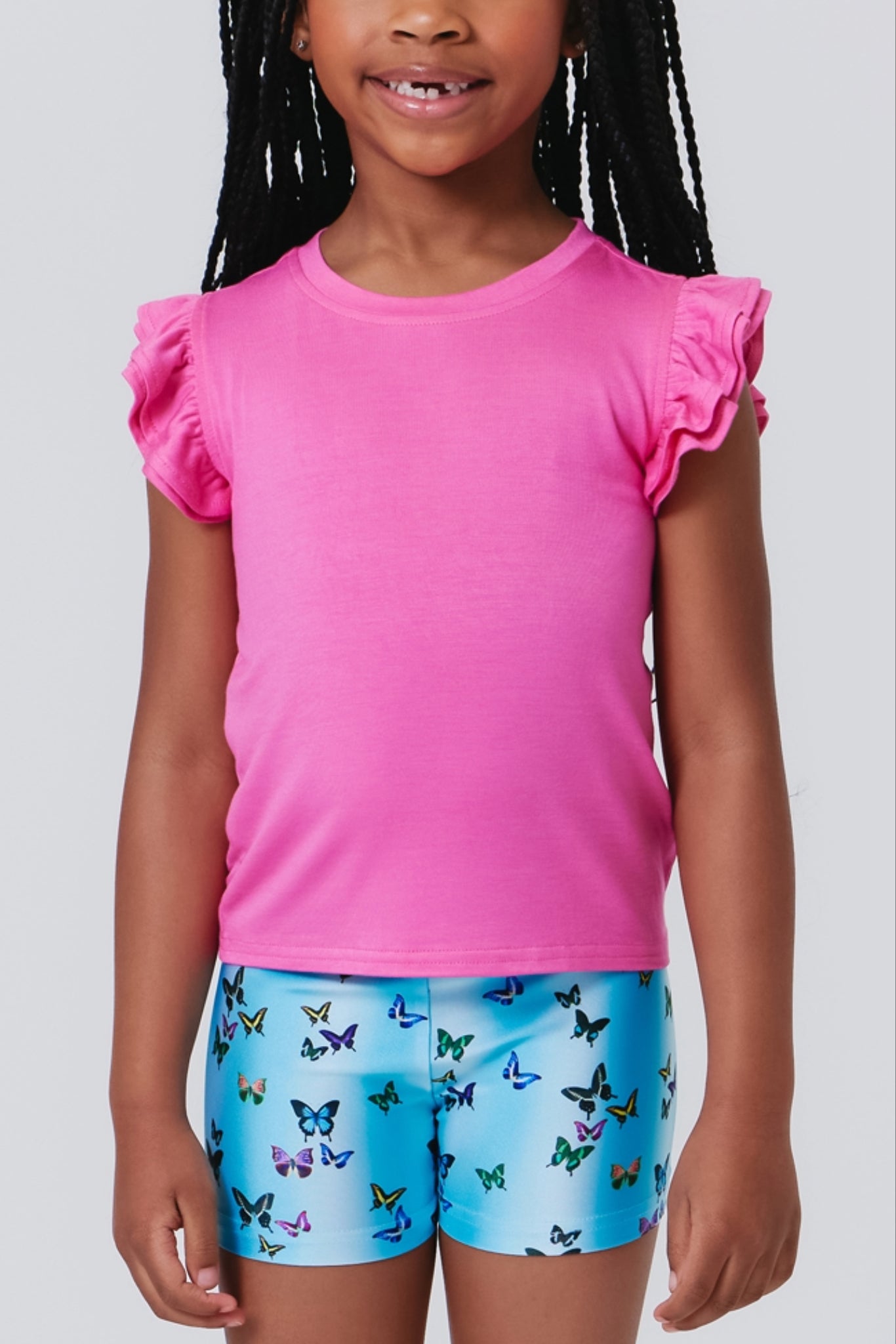 Terez Ruffle Sleeve Crop Tee