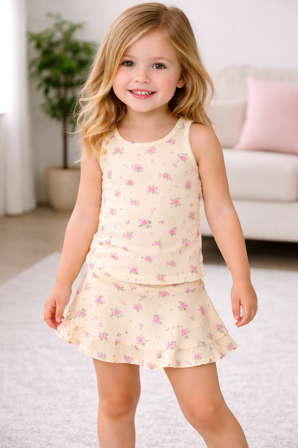 Sofi Yellow Flower Tank and Skort Set