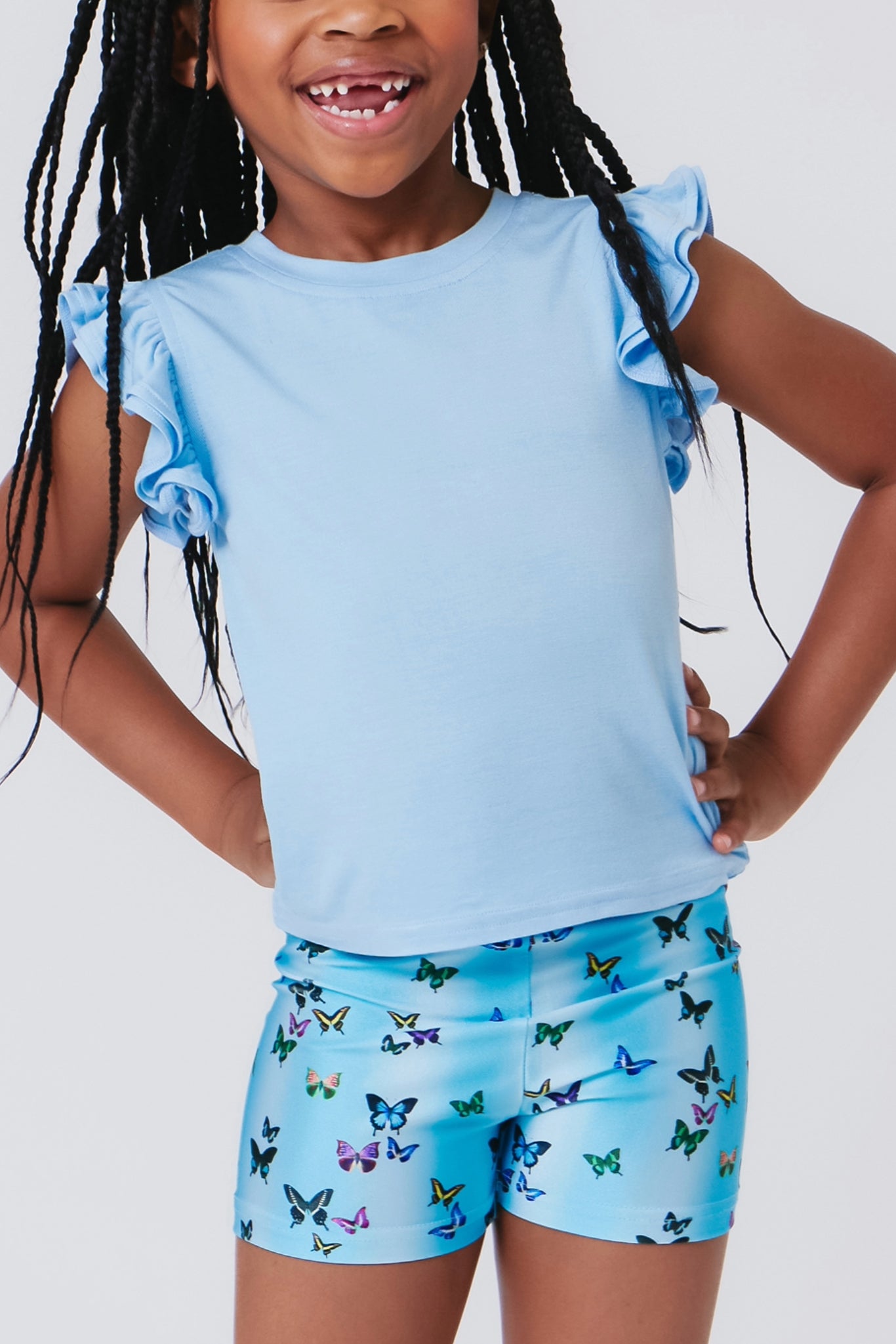 Terez Ruffle Sleeve Crop Tee