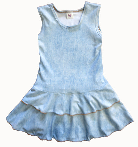 Social Butterfly Denim Ruffle Dress