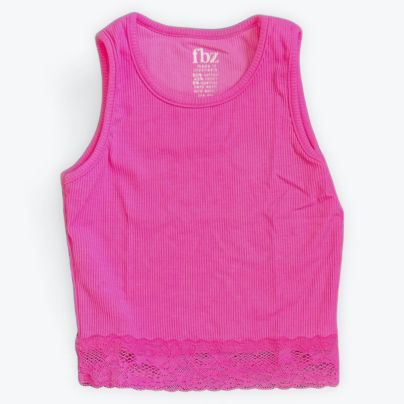 FBZ Hot Pink Tank w/ Lace