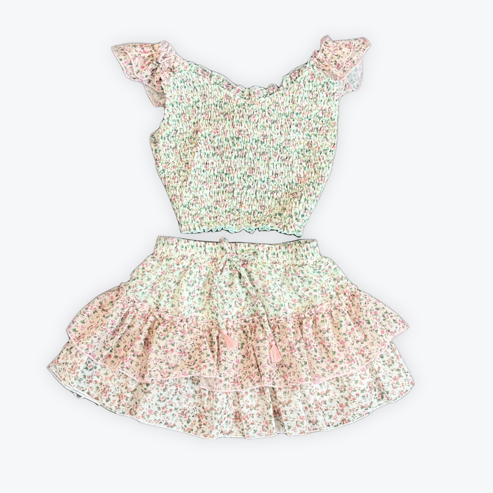 FBZ Floral Chiffon Ruffle Skirt