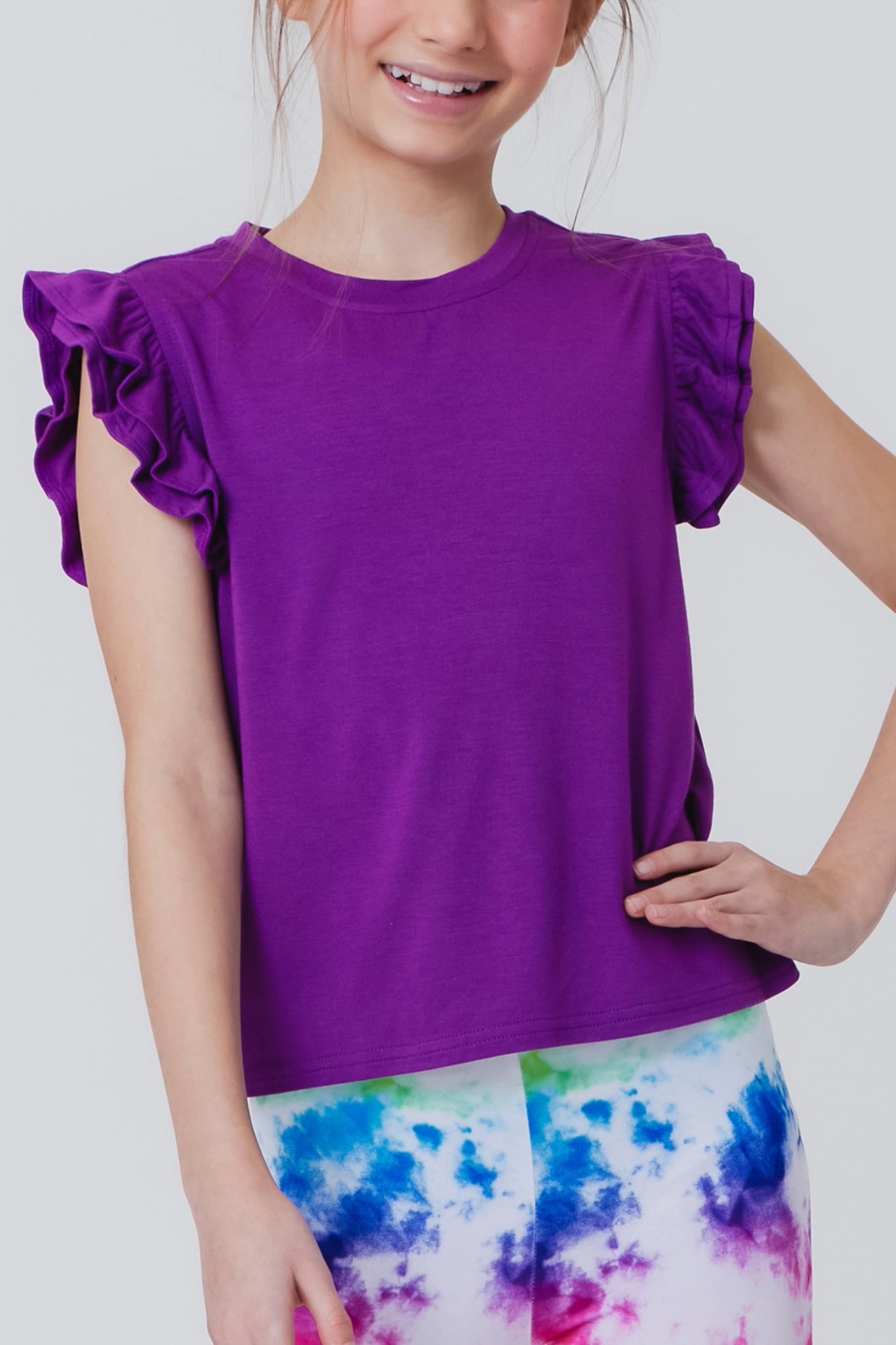 Terez Ruffle Sleeve Crop Tee