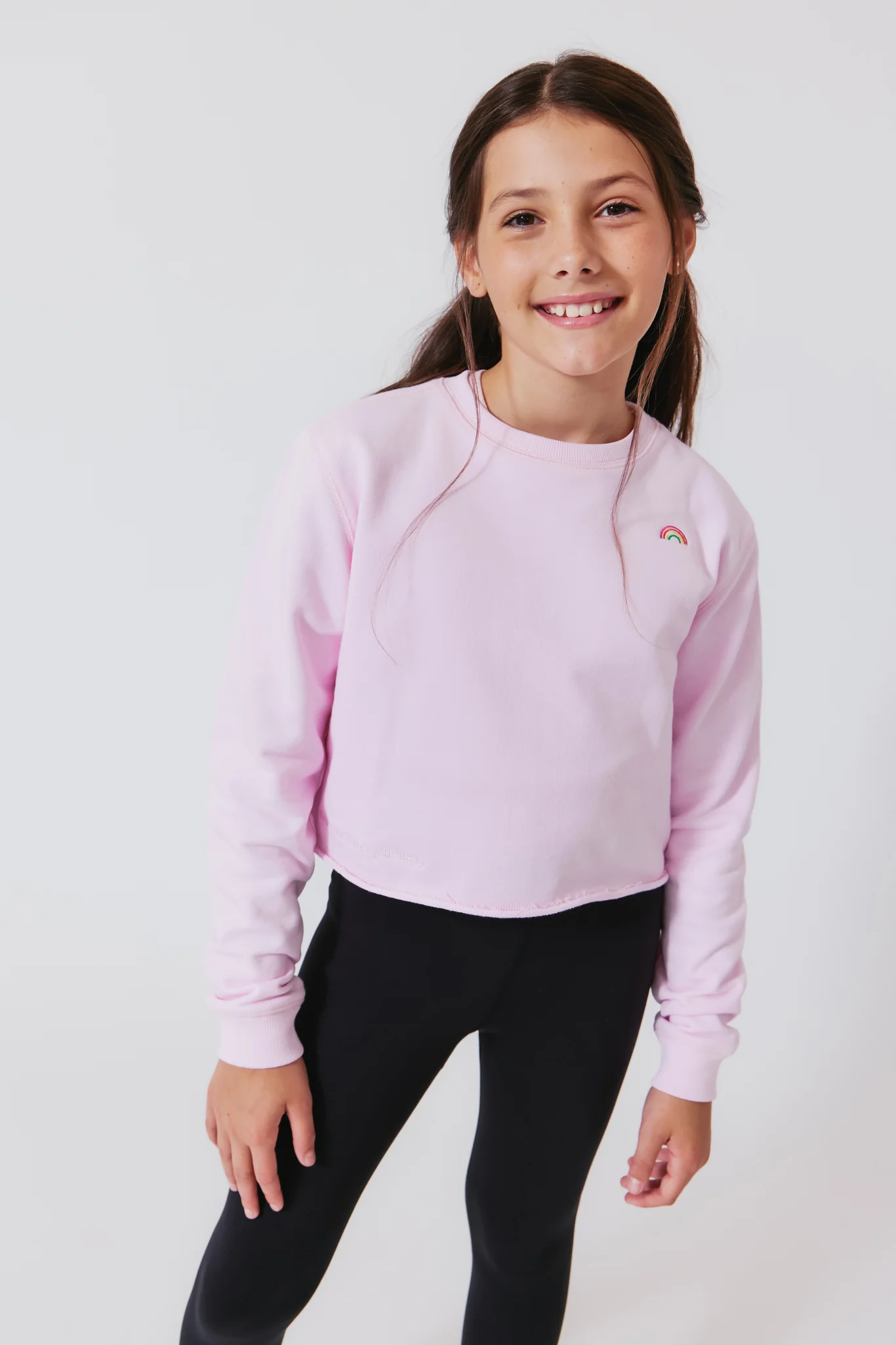 Terez Raw Hem Crop Crewneck