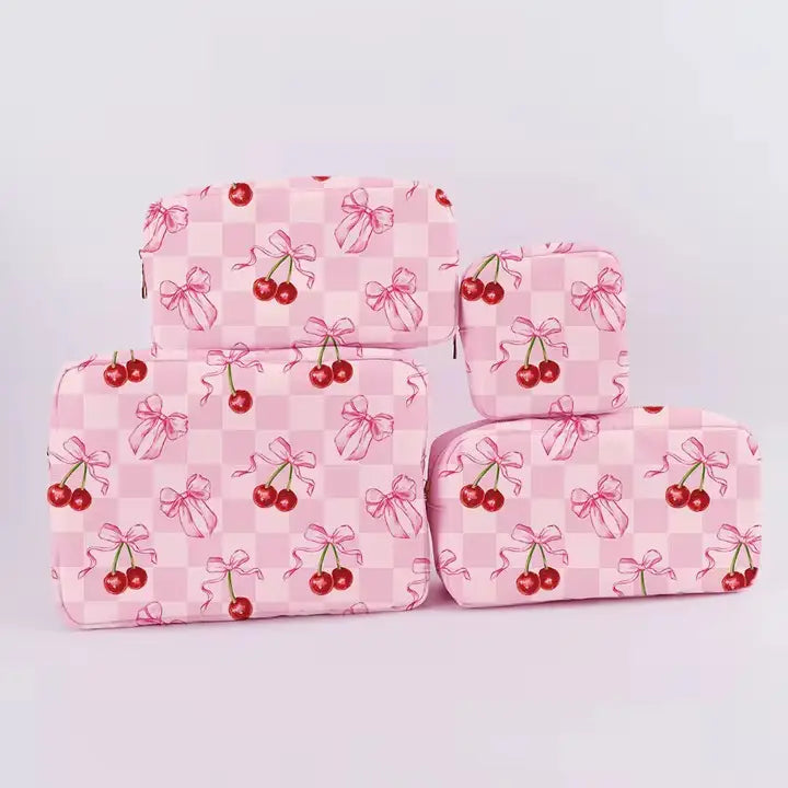Nylon Cherry Makeup Bags