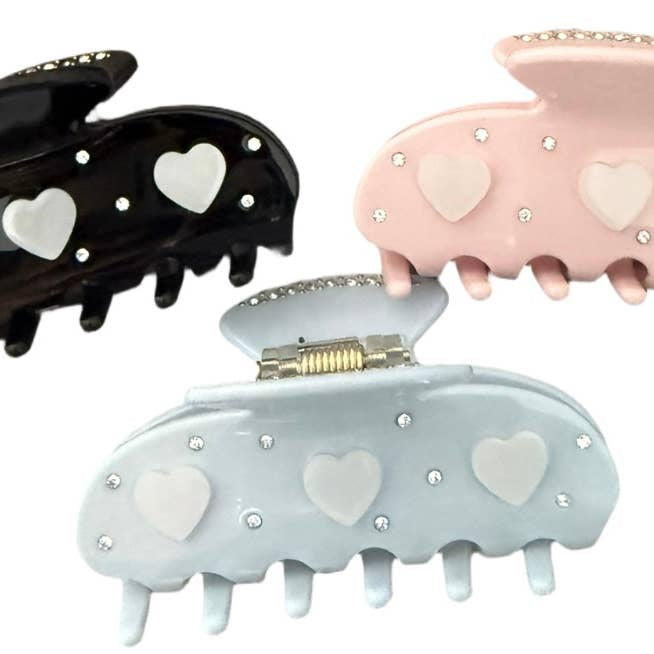 Pearlized Heart Clips