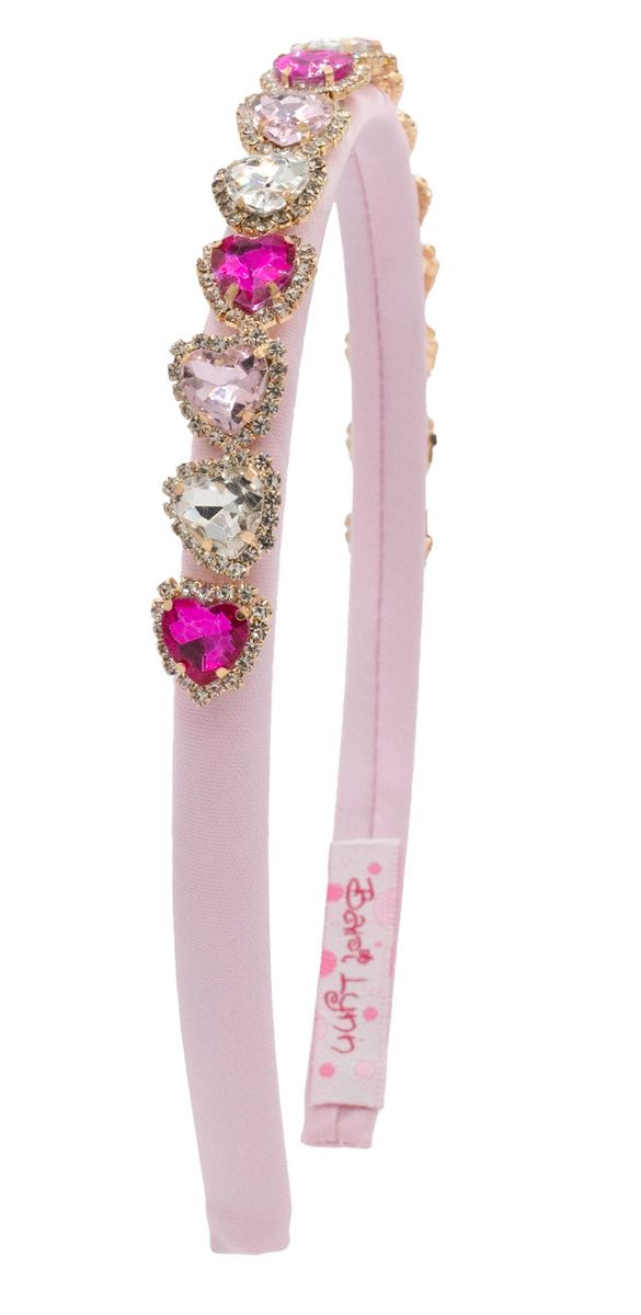 Satin Heart Jeweled Headband