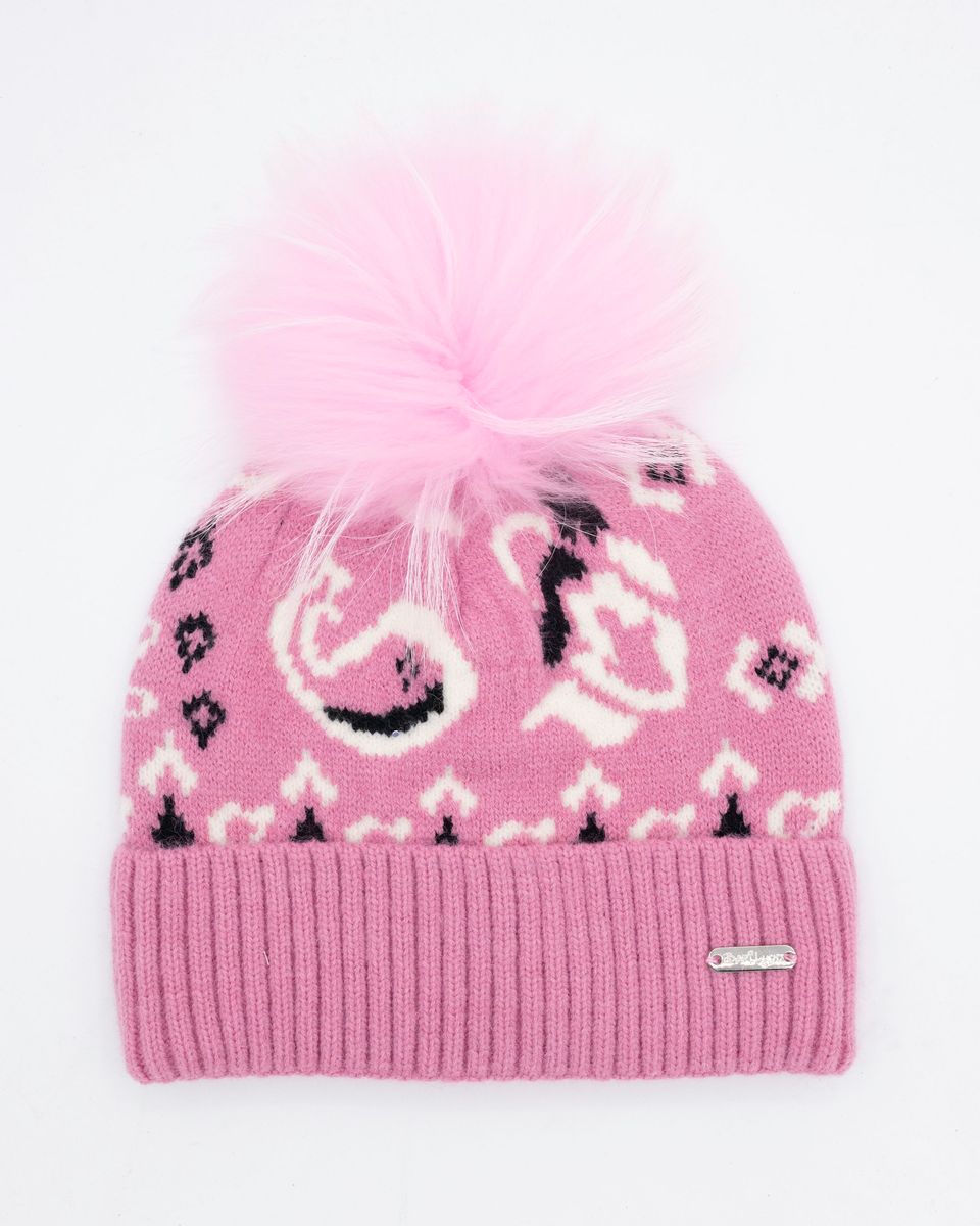 Bandanna Print Hat with Pom Pom