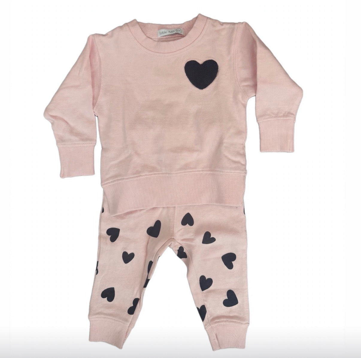 Little Mish Chenille Heart Sweat Set