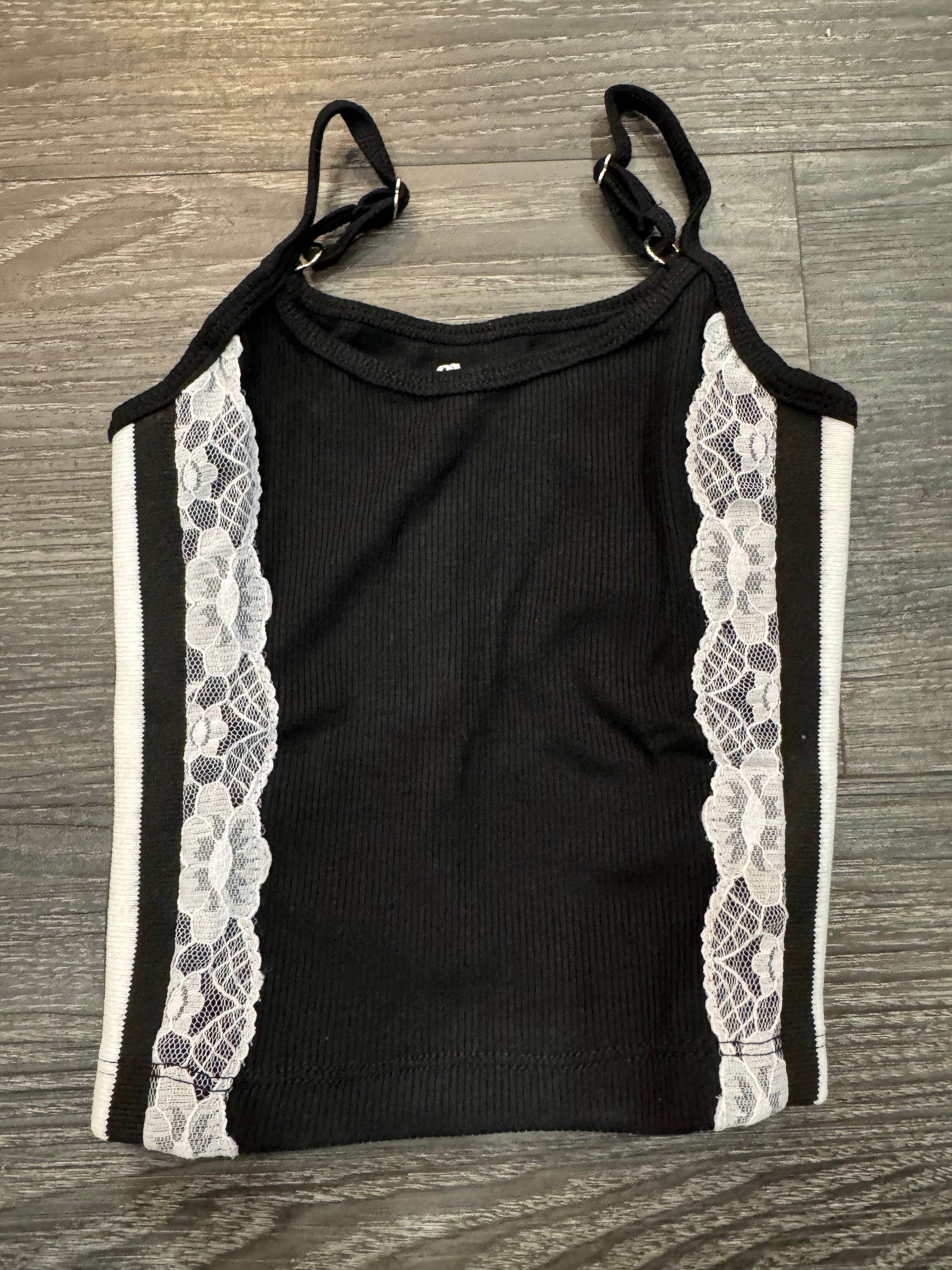 FBZ Black Ribbed Lace Tank