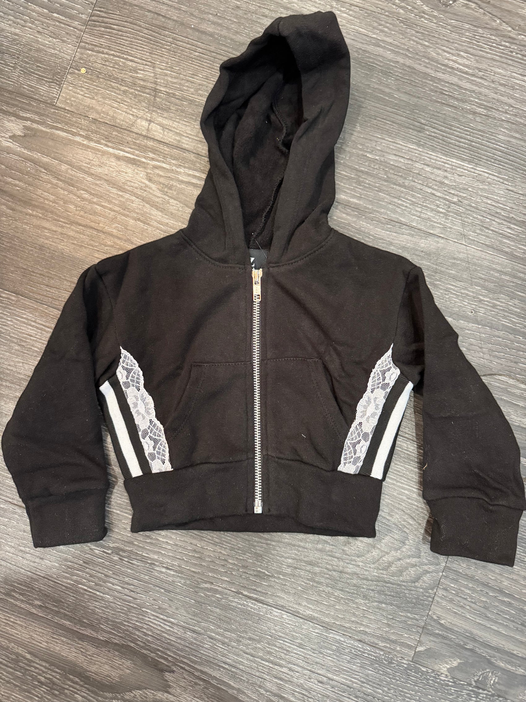 FBZ Black Lace Zip Cropped Hoodie