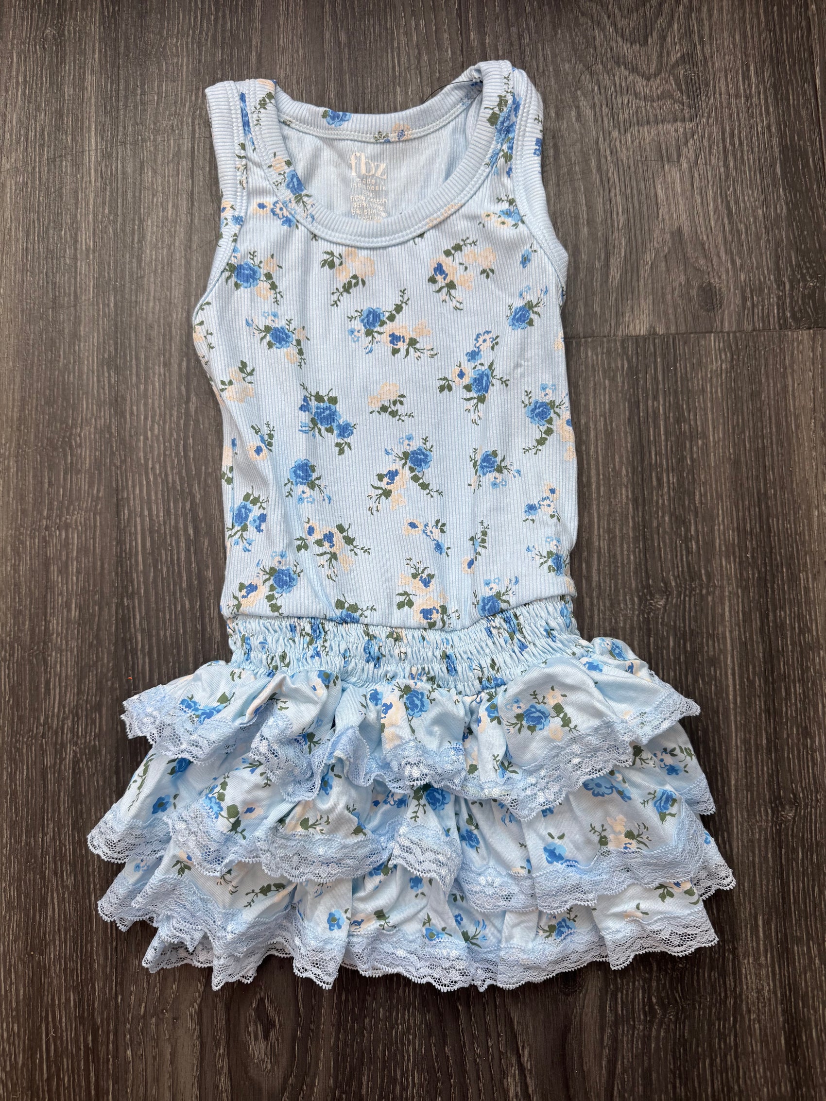 FBZ Blue Floral Ruffle Dress