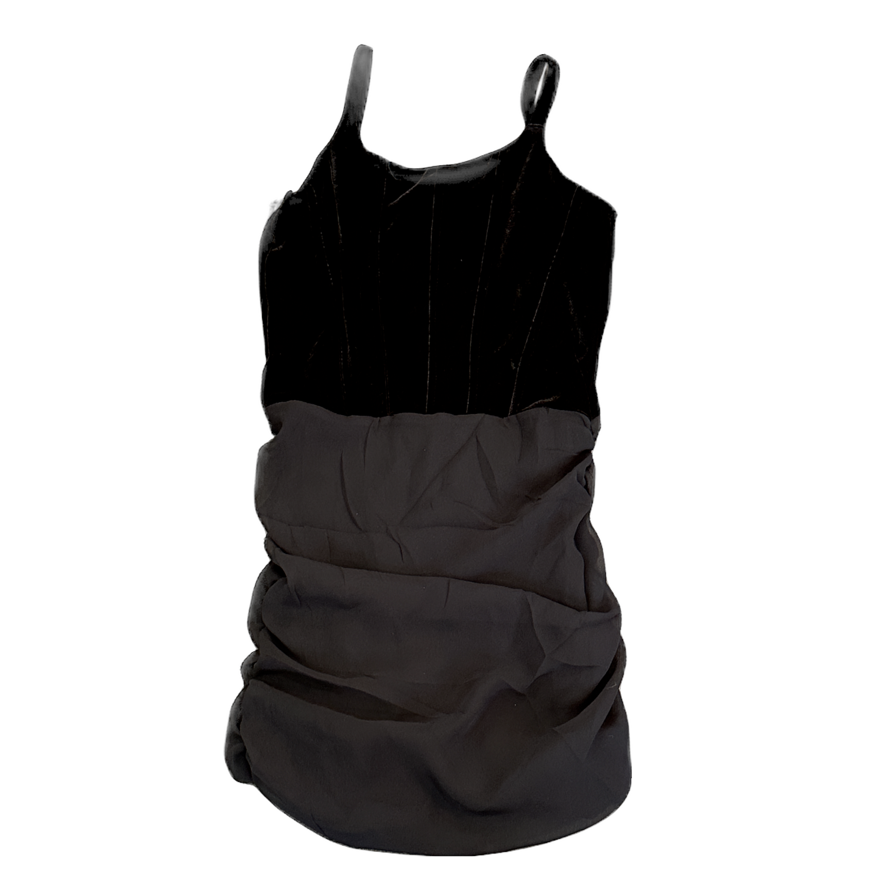 Black Velvet Corset Ruched Dress