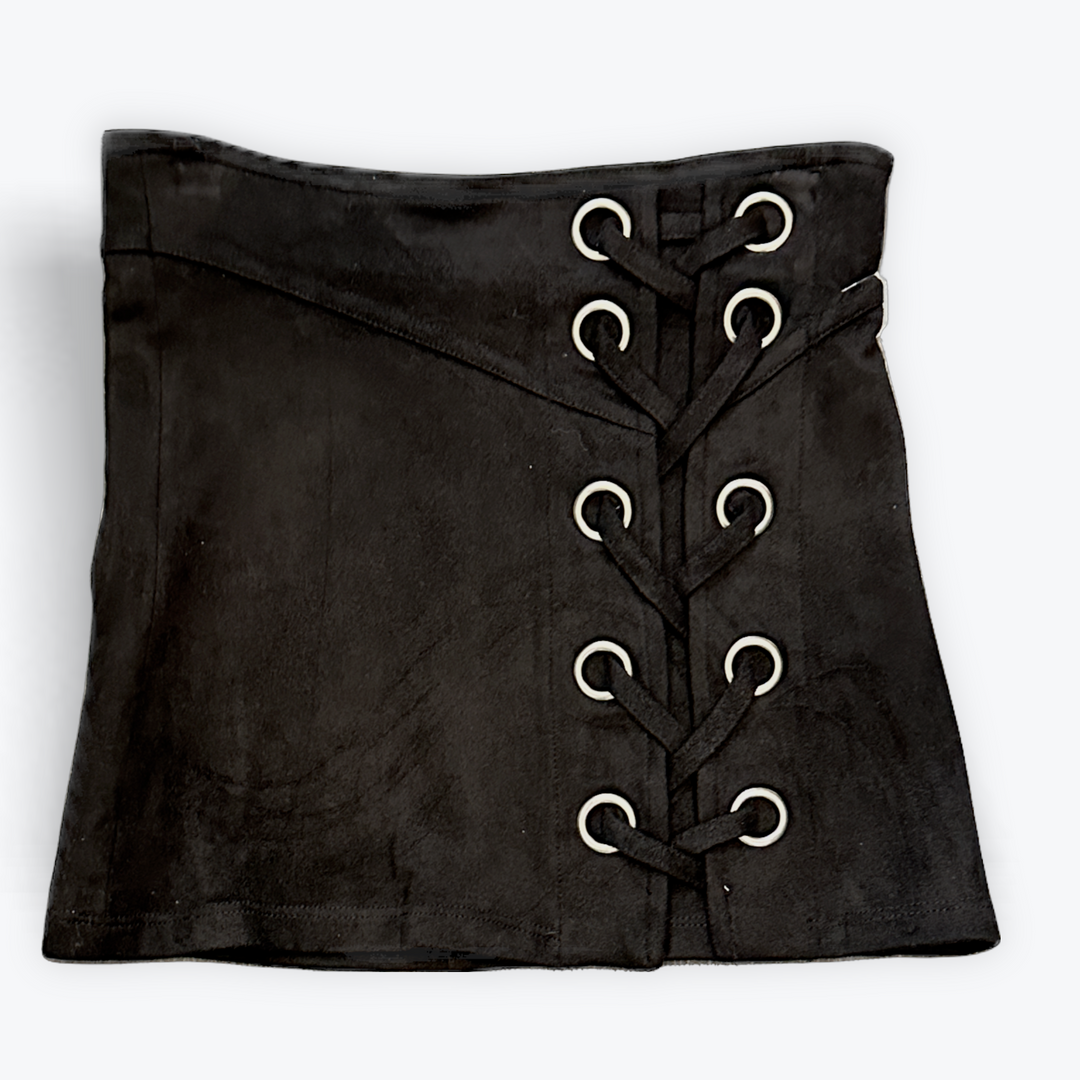 Stretch Suede Large Grommet Skirt