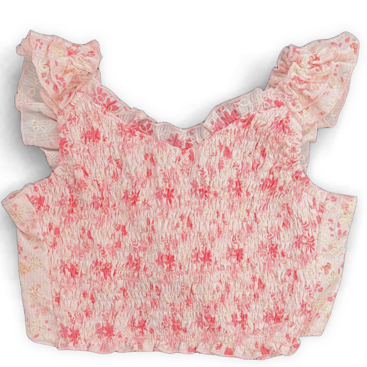 FBZ Pink Flower Eyelet Top