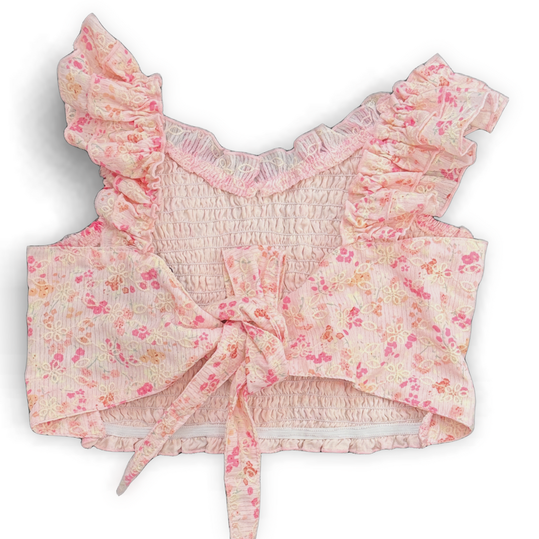 FBZ Pink Flower Eyelet Top