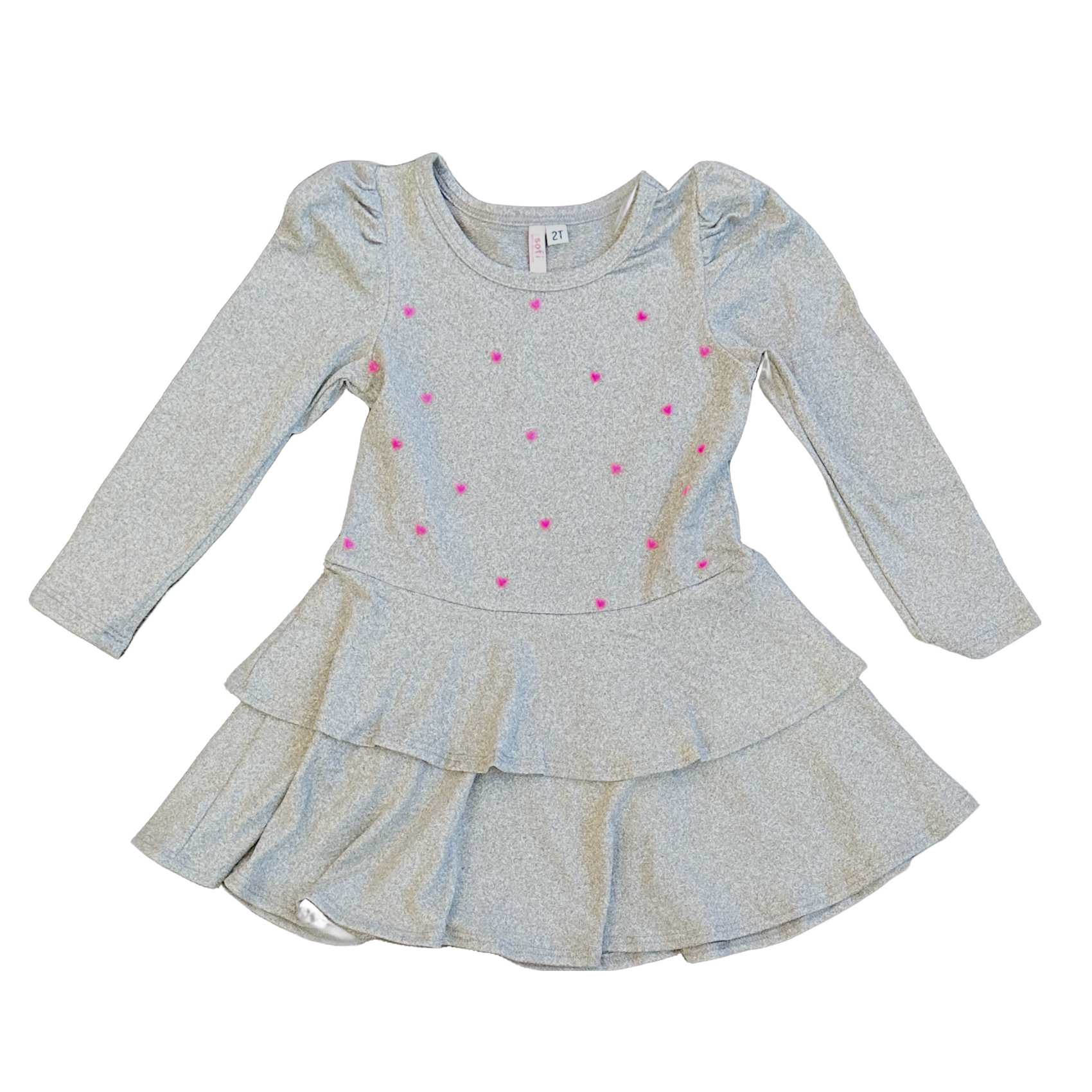 Puff Sleeve Ruffle Heart Dress