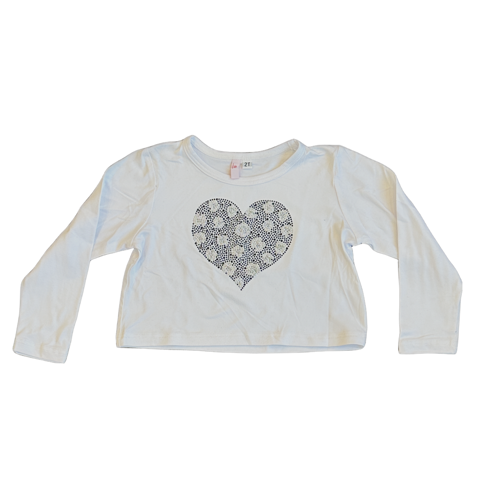 Long Sleeve Rhinestone Heart Tee