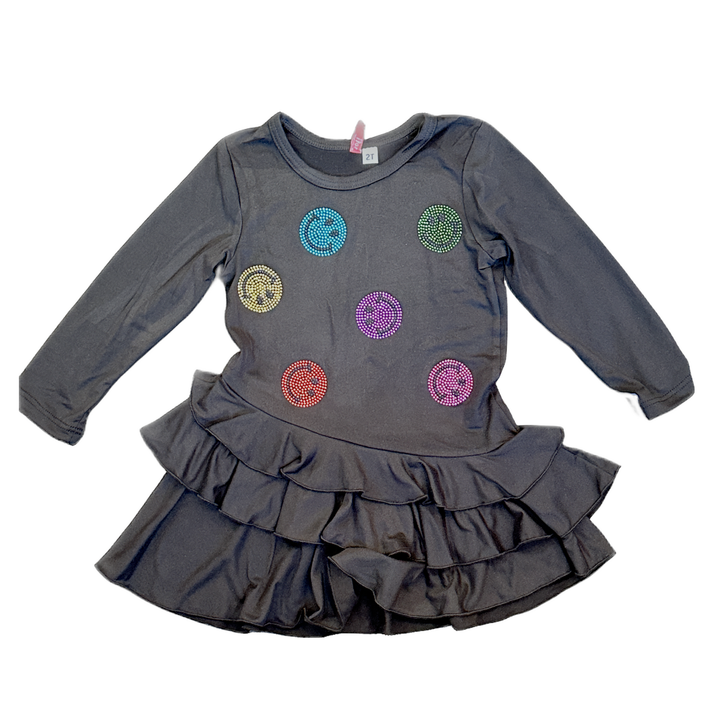 Black Ruffle Smiley Dress