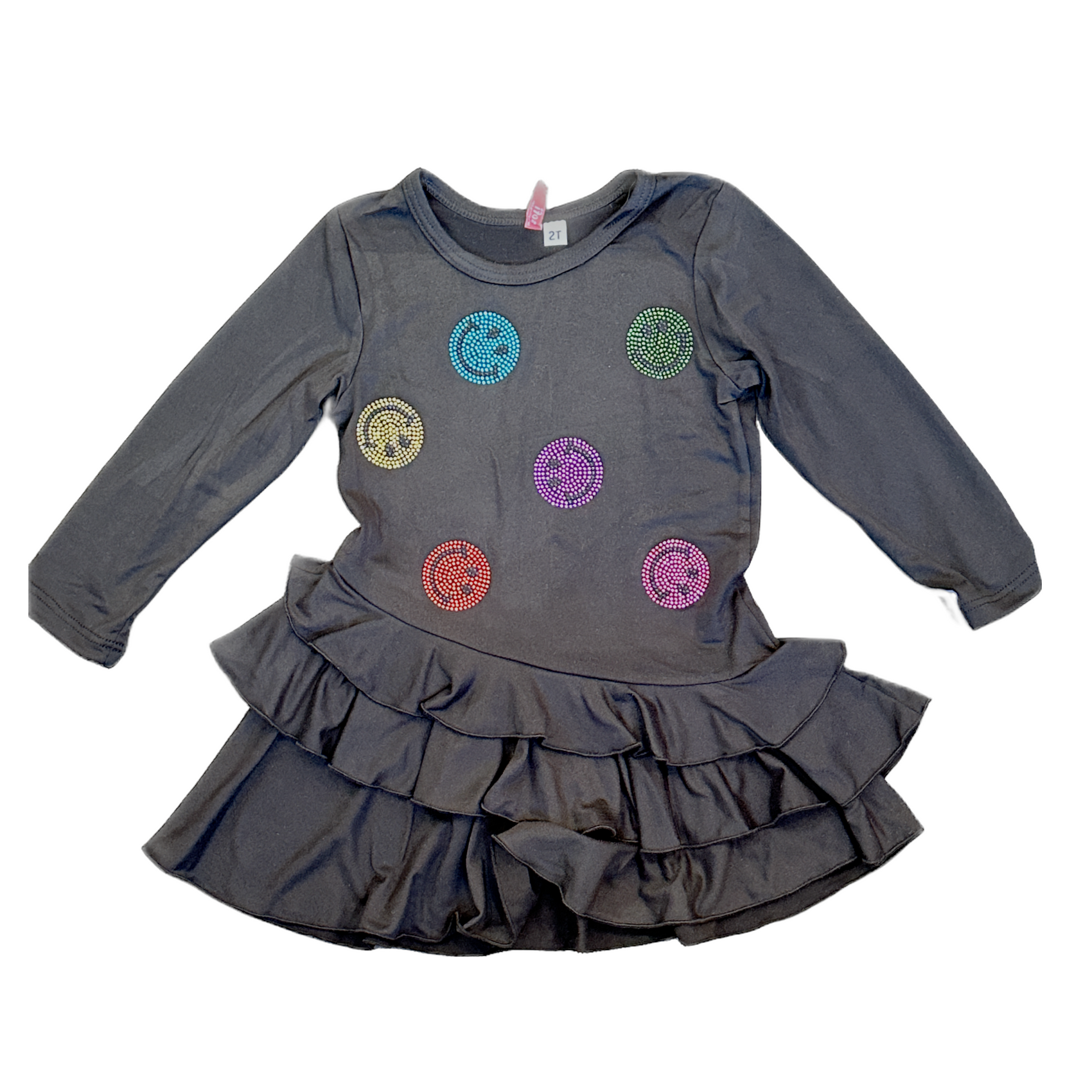 Black Ruffle Smiley Dress