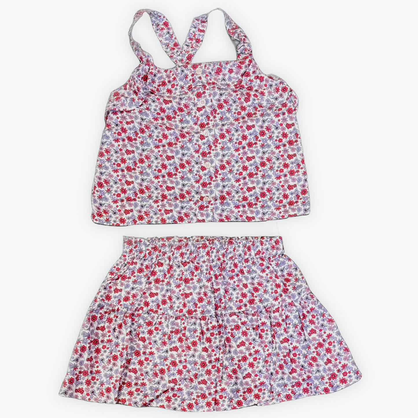 Design History Two Piece Floral Top and Skirt Set
