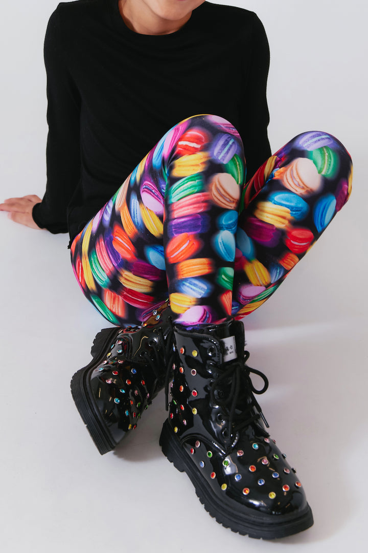 Terez Black Rainbow Macaroon Legging