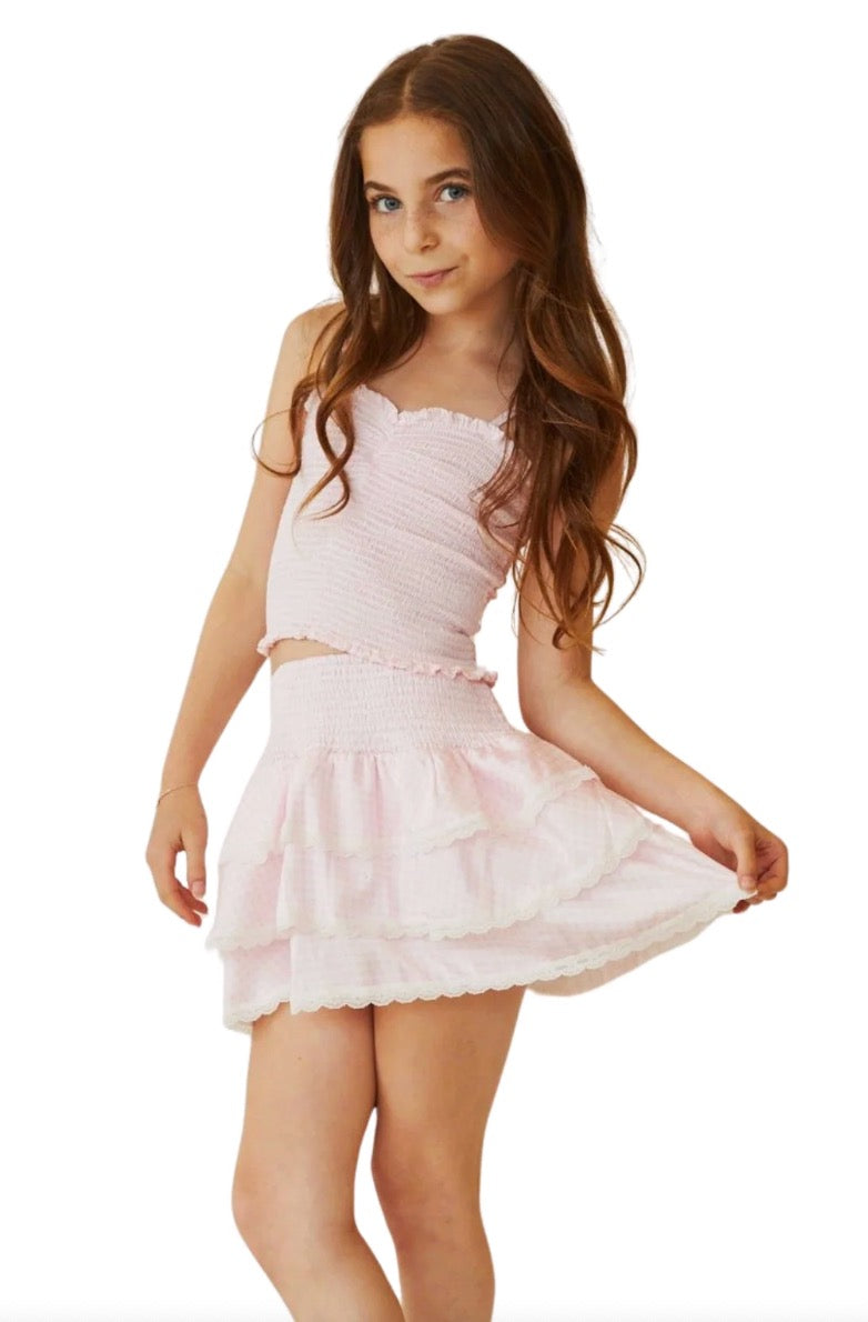 Theme Georgia Pink & White Gingham Skirt Set