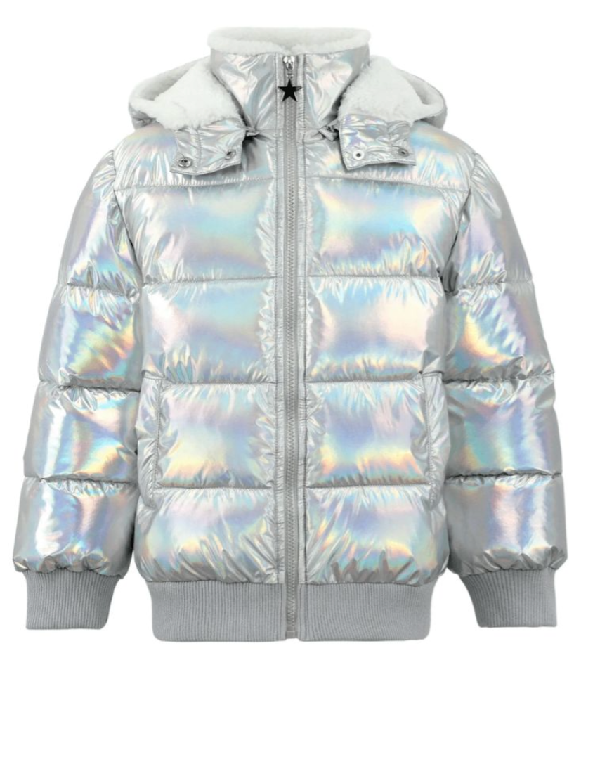 Lola And The Boys Hologram Rainbow Puffer