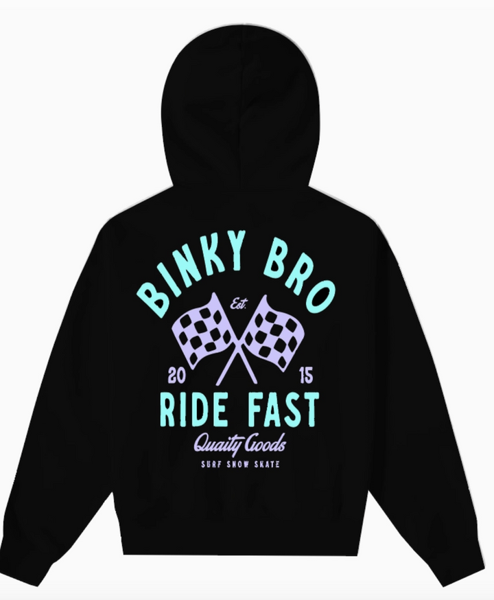 BinkyBro Graphic Hoodie Racing Quality Goods - Blk