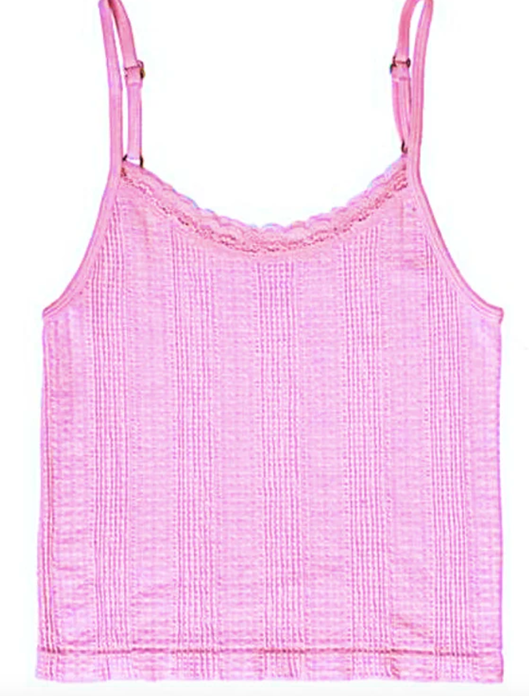 Suzette Textured Lace Trim w/ Adjustable Strap Tank