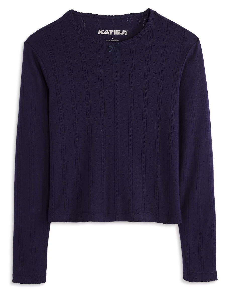 Katie J Marina Pointelle Long Sleeve - Navy