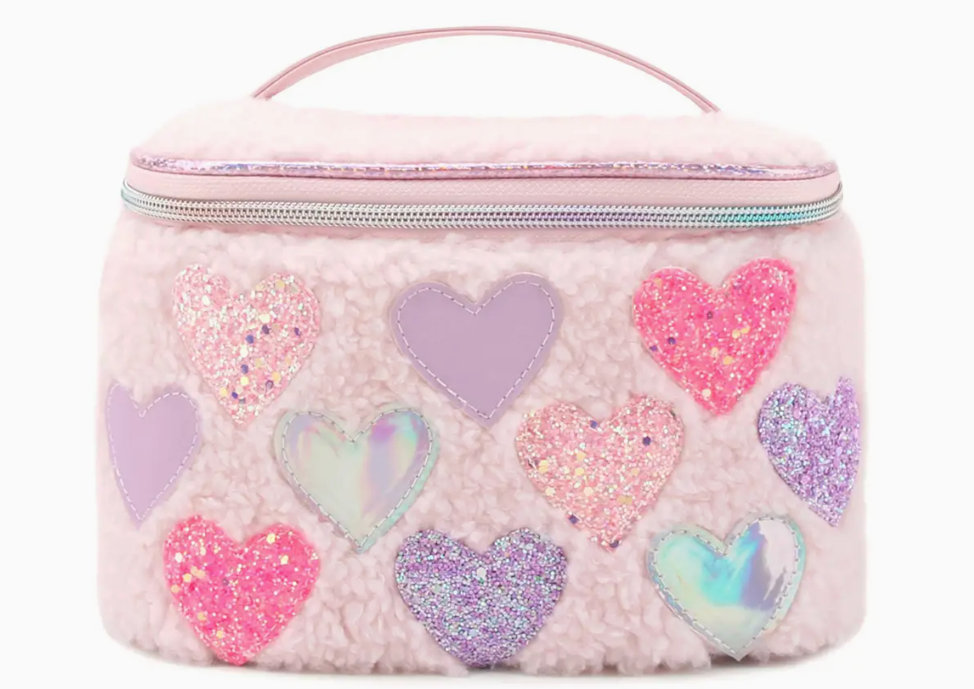 OMG Heart Patched Sherpa Glam Bag